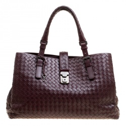 مملوكة مسبقًا حقيبة يد بوتيغا فينيتا روما جلد إنترشياتو بنية فاتحة