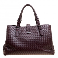 مملوكة مسبقًا حقيبة يد بوتيغا فينيتا روما جلد إنترشياتو بنية فاتحة