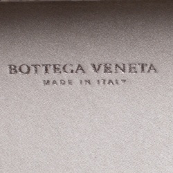 Pre Owned Bottega Veneta Grey Intrecciato Satin and Snakeskin Trim Knot Clutch