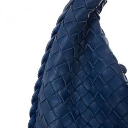 Pre Owned Bottega Veneta Blue Woven Leather Hobo