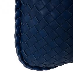 Pre Owned Bottega Veneta Blue Woven Leather Hobo