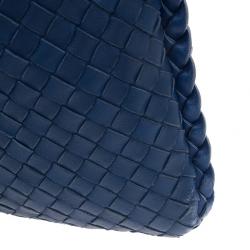 Pre Owned Bottega Veneta Blue Woven Leather Hobo