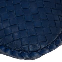 Pre Owned Bottega Veneta Blue Woven Leather Hobo