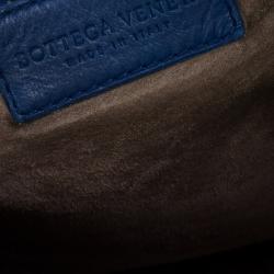 Pre Owned Bottega Veneta Blue Woven Leather Hobo