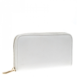Bottega Veneta White Nappa Leather Zip Around Wallet
