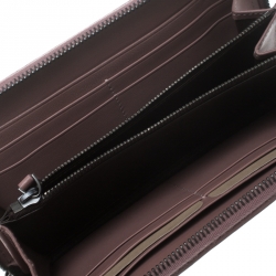 Pre Owned Bottega Veneta Grape Intrecciato Nappa Leather Zip Wallet