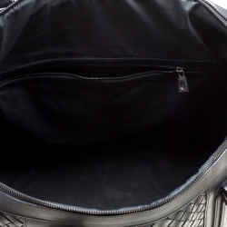 Pre Owned Bottega Veneta Black Intrecciato Leather Weekender Bag