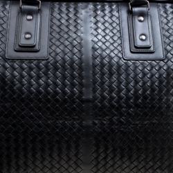 Pre Owned Bottega Veneta Black Intrecciato Leather Weekender Bag
