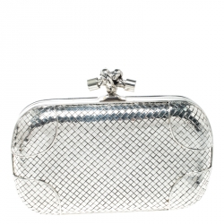 Pre Owned Bottega Veneta Sterling Silver Knot Clutch