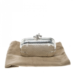 Pre Owned Bottega Veneta Sterling Silver Knot Clutch