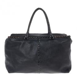 Pre Owned Bottega Veneta Black Large Brick Cervo Top Handle Bag