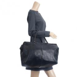 Pre Owned Bottega Veneta Black Large Brick Cervo Top Handle Bag
