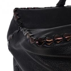 Pre Owned Bottega Veneta Black Large Brick Cervo Top Handle Bag