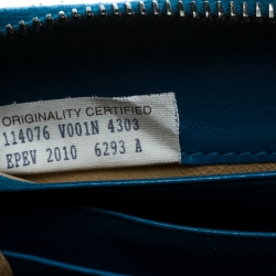 Pre Owned Bottega Veneta Blue Intrecciato Leather Zip Around Long Wallet