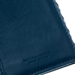 Pre Owned Bottega Veneta Blue Intrecciato Leather Continental Wallet