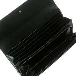 Pre Owned Bottega Veneta Black Intrecciato Leather Continental Wallet