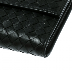 Pre Owned Bottega Veneta Black Intrecciato Leather Continental Wallet
