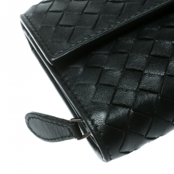 Pre Owned Bottega Veneta Black Intrecciato Leather Continental Wallet