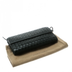 Pre Owned Bottega Veneta Black Intrecciato Leather Continental Wallet