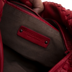 Pre Owned Bottega Veneta Red Intrecciato Leather Hobo
