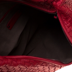 Pre Owned Bottega Veneta Red Intrecciato Leather Hobo