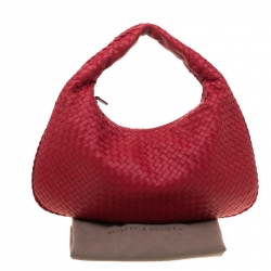 Pre Owned Bottega Veneta Red Intrecciato Leather Hobo