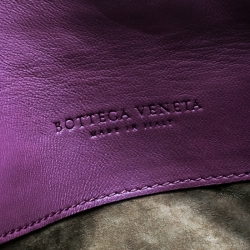 Pre Owned Bottega Veneta Purple Intrecciato Woven Leather Mini Flap Turn-Lock Crossbody Bag