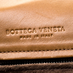 Pre Owned Bottega Veneta Brown Intrecciato Leather Drawstring Flap Crossbody Bag