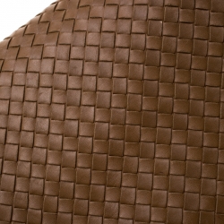 Pre Owned Bottega Veneta Brown Intrecciato Leather Drawstring Flap Crossbody Bag