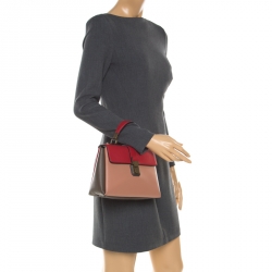 Pre Owned Bottega Veneta Multicolor Leather Small Piazza Top Handle Bag