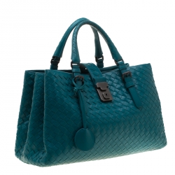 Pre Owned حقيبة يد بوتيغا فينيتا روما صغيرة حواف جلد ثعبان جلد انترشياتو برتقالية