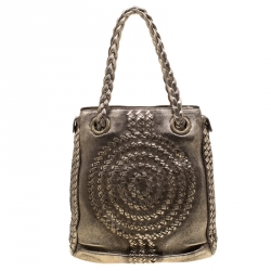 Pre Owned Bottega Veneta Metallic Gold Leather Illusion Hobo 
