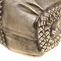 Pre Owned Bottega Veneta Metallic Gold Leather Illusion Hobo 