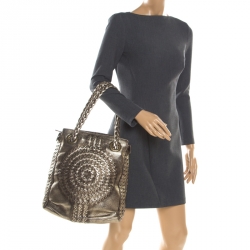 Pre Owned Bottega Veneta Metallic Gold Leather Illusion Hobo 