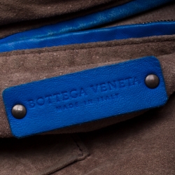 Pre Owned Bottega Veneta Blue Intrecciato Leather Nodini Crossbody Bag