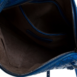 Pre Owned Bottega Veneta Blue Intrecciato Leather Nodini Crossbody Bag
