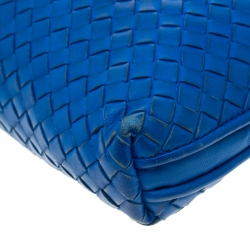 Pre Owned Bottega Veneta Blue Intrecciato Leather Nodini Crossbody Bag