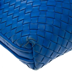 Pre Owned Bottega Veneta Blue Intrecciato Leather Nodini Crossbody Bag