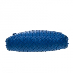 Pre Owned Bottega Veneta Blue Intrecciato Leather Nodini Crossbody Bag
