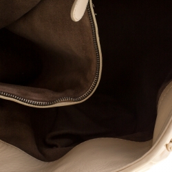 Pre Owned Bottega Veneta Off White Leather Top Handle Bag