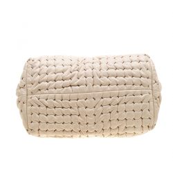 Pre Owned Bottega Veneta Off White Leather Top Handle Bag