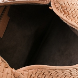 Pre Owned Bottega Veneta Peach Nappa Leather Intrecciato Large Veneta Hobo