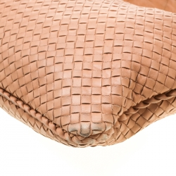 Pre Owned Bottega Veneta Peach Nappa Leather Intrecciato Large Veneta Hobo