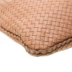Pre Owned Bottega Veneta Peach Nappa Leather Intrecciato Large Veneta Hobo