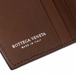 Pre Owned Bottega Veneta Brown Intrecciato Leather Bifold Wallet