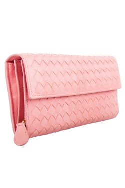 Pre Owned محفظة بوتيغا فيني تا كونتيننتال جلد نابا إنترشياتو وردية