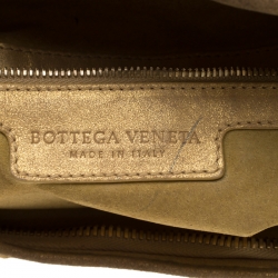 Pre Owned Bottega Veneta Metallic Gold Leather Medium Intrecciato Hobo