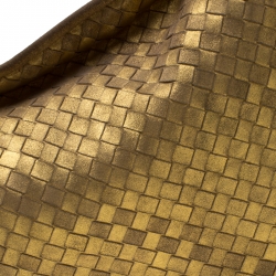 Pre Owned Bottega Veneta Metallic Gold Leather Medium Intrecciato Hobo