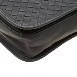 Pre Owned Bottega Veneta Grey Intrecciato Leather Crossbody Bag