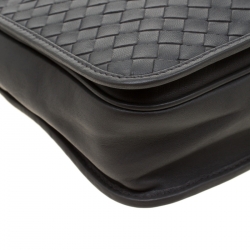 Pre Owned Bottega Veneta Grey Intrecciato Leather Crossbody Bag